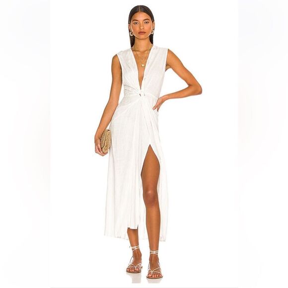 LSPACE Down The Line Cover Up in Cream sheer knot front beach swimwear Revolve - Picture 14 of 14
